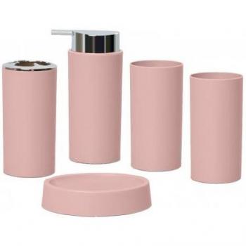 Plastic 5‑Piece Bathroom Accessories Set – Wash Cup, Toothbrush Holder, Soap Box, and Storage Organizer