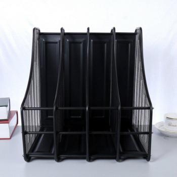 Soporte de Revistas de Hierro Negro con 4 Compartimentos