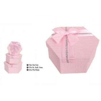 Scatole Regalo Esagonali Rosa - Set da 3 Pezzi