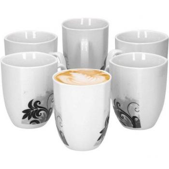 Van Well Set 6 Tasses Géantes Fleur Noire – 300‑350 ml