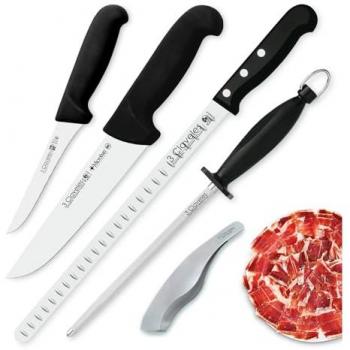 3 claveles premium - kit profesional de cuchillo jamonero deshuesadores chaira y pinzas