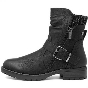 Bottines Jemma Biker Lotus en Cuir Noir