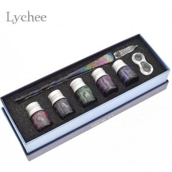Colorful Transparent Glass Dip Pen with Ink