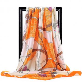 Satin-Blumenschal für Frauen 90 x 90 cm – elegante Haar- und Halsbekleidung