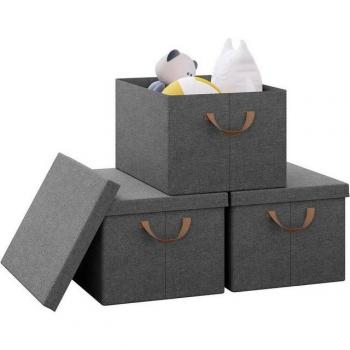 Set di Ceste Organizzanti Tessuto Grigio 36L – Woltu