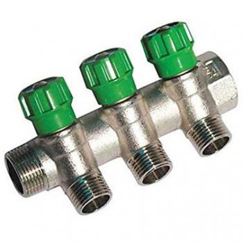 Collettore Lineare con Rubinetti d'Arresto 3 Derivazioni Impex 3/4 x 1/2 DH
