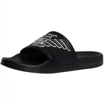Emporio Armani Embossed Eagle PVC Slides Black/White UK9 EU43
