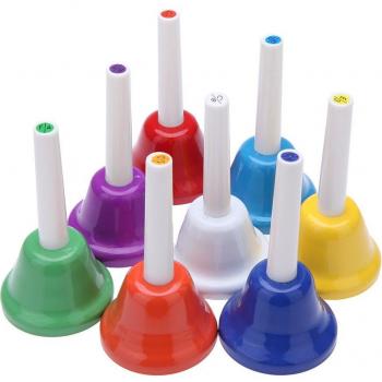Cloche à main 8 pièces en métal coloré pour enfants