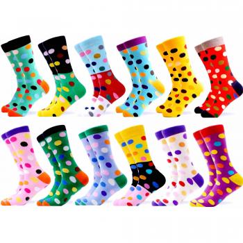 Calcetines Happy Crew, 12 pares, Invierno Cálido, Casual para Hombre, Algodón Peinado