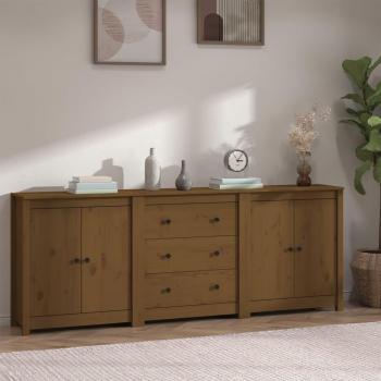 Vida XL Pine Sideboard, Honey Brown Finish, Dimensions 210x35x80 cm