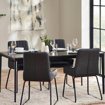 Miami Slate Grey Rectangular Dining Table with Stone Top