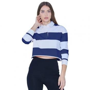 Combed Cotton Y/D Oversized Cropped Long Sleeve Polo