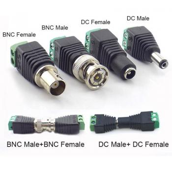 12V DC Male Female Power Jack Adapter BNC Connector Video Balun for LED Strip Light Camera