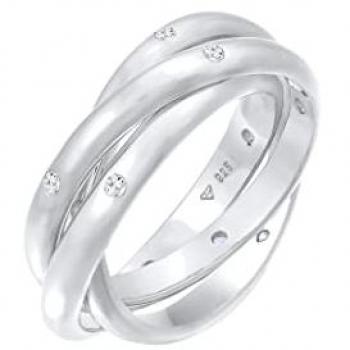Elli PREMIUM - Wickelring Trio Basic Zirkonia 925 Silber Ringe 1 ct Damen