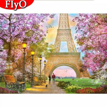 5D‑Diamantkunstwerk „Eiffelturm, Paris“ 20×30 cm Full Round mit Bohrer‑Stiche