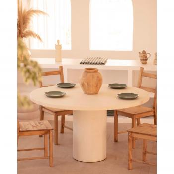 Mesa Abeto Macizo Lucía con Soporte Cilíndrico 100x75 cm