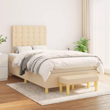 VidaXL Giroletto a Molle con Materasso Crema 120x200 cm in Tessuto