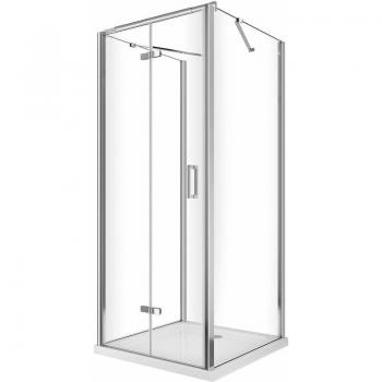 Mampara de Ducha 3 Lados Apertura Plegable H.190 Cromo Transparente Medidas 87,5-90 cm