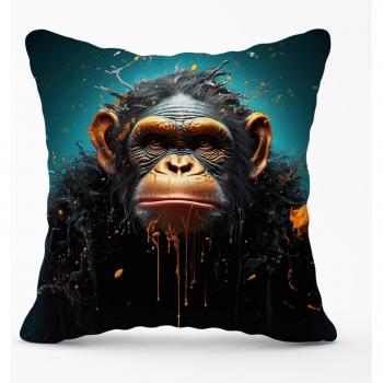Monkey Face Splashart Blue Outdoor Cushion