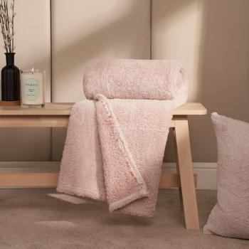 Blush Pink OHS Teddy Marl Fleece Blanket