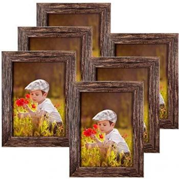 Q.Hou 7x5 Wood Pattern Photo Frame Set of 6