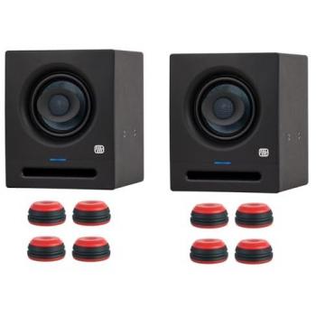 PreSonus Studio-Monitor Eris Pro 4 Lautsprecher Paar mit Boxenfüßen Rot (Aktiv, 80 W)