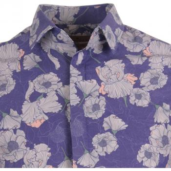 Gentilbay Männer Retro Blumenmuster Slimfit Langarmshirt DPD180