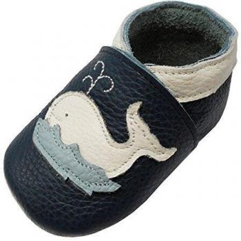 YIHAKIDS Chaussures Souples Bébé Chaudes Chaussons en Cuir Doux Enfant Unisexe Dessin Baleine