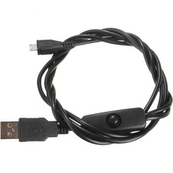 Micro-USB Power Cable with ON/OFF Switch for Raspberry Pi and Samsung - Black