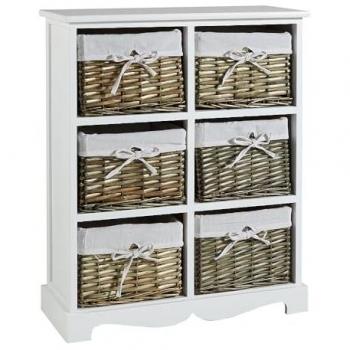 HOME SOURCE 6-Drawer Wicker Basket Storage Unit