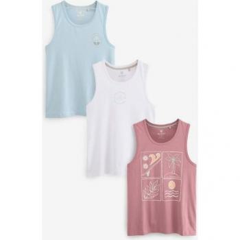 White Men’s 3-Pack Pastel Graphic Vests for Summer