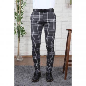 Slimfit Men's Lycra Checkered Pants