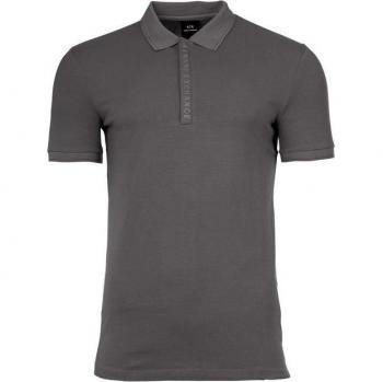 Armani Exchange Poloshirt für Herren – 95% Baumwolle, 5% Elasthan, Hidden Buttons, Farbe Grau (Eiffelturm)