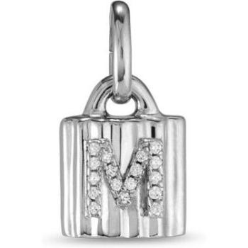M Topaz Silver Padlock Keychain