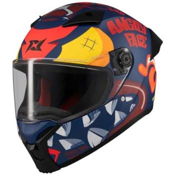Casco Integral Axxis Fenix Angry Face Azul Naranja XL