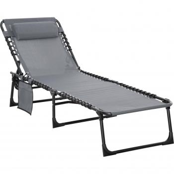 Outsunny Portable Folding Recliner Bed with Pillow