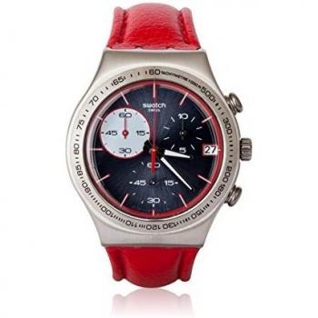Swatch Damen Uhr Red Wink Analog Quarz Leder YCS558 – Rotes Design
