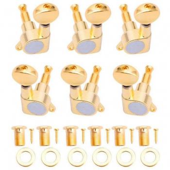 Gold Locking Guitar Tuning Pegs 6-Pack 3L + 3R