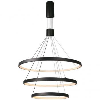Lámpara Colgante LED con 3 Anillos 46W Color Negro Regulable 40x60x80x150cm 3000K