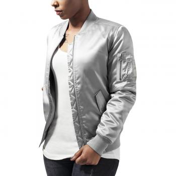Urban Classics Ladies Satin Bomber Jacket, Chaqueta para Mujer, Plata