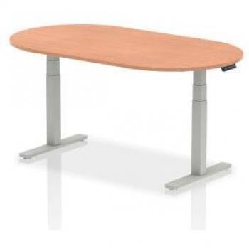 Impulse 1800mm Boardroom Table Beech Top Silver Height Adjustable Leg