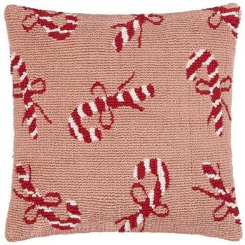 Candy Cane Patterned Plush Seat Pad – 18” × 18”