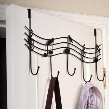 Music Note Nailless Iron 5 Hook Coat and Towel Rack