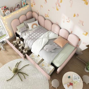 Dormeuse Imbottita 90x200 in Velluto Rosa senza Materasso