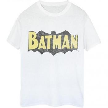 DC Comics Women's Batman Retro Shield Distressed Cotton Boyfriend Shirt
