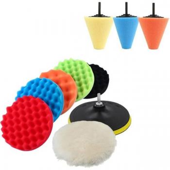 Set de Abrillantado 3‑5‑5‑5‑6‑6‑7” + Almohadilla y Cera – Herramienta de Detailing Manual