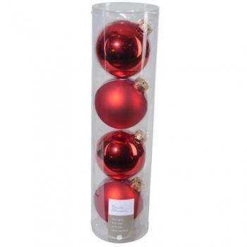 Ornements Festifs Rouges Ø10 cm - Ensemble de 4