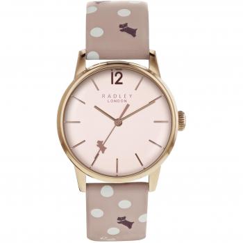 Radley Pink Leather Band Watch with Dog Motif