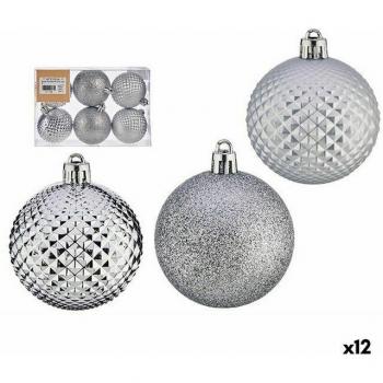 Krist+ Weihnachtskugel-Set Silber – 12 Stück, Ø 6 cm, Kunststoff