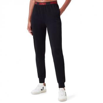 HUGO Red Lounge‑Tee in Schwarz mit rotem Logo‑Saum, Kombiteil 36 – Frauen